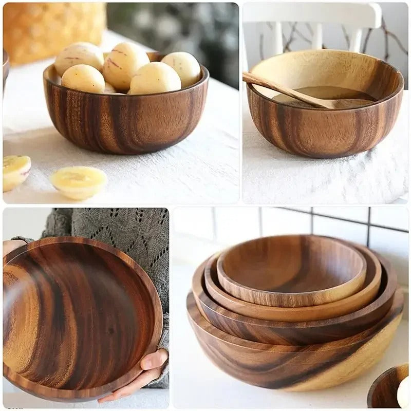 The Ember Elegance Collection: Handcrafted Wooden Serving Bowls