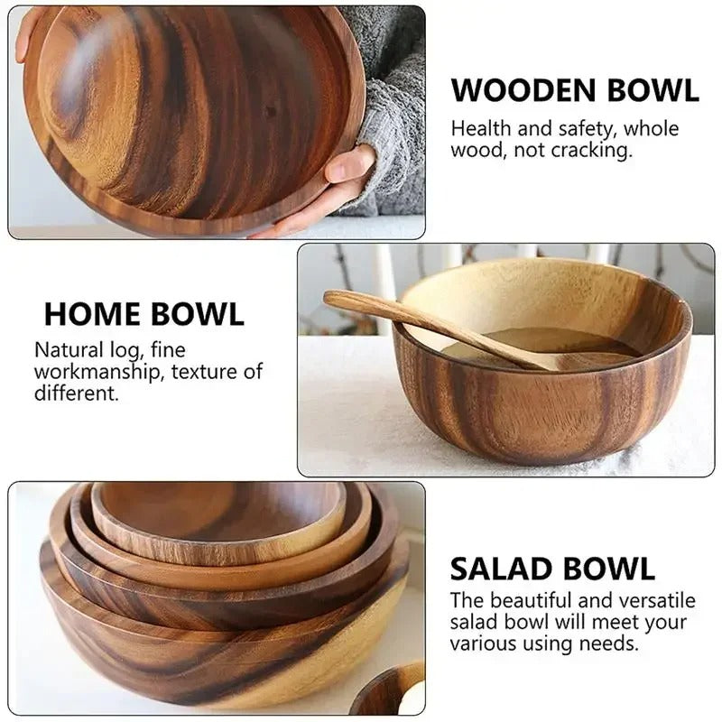 The Ember Elegance Collection: Handcrafted Wooden Serving Bowls